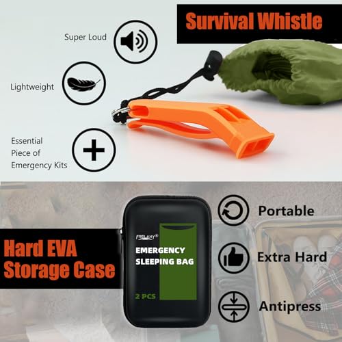 image for Frelaxy Emergency Sleeping Bag 1-Pack/2-Pack, Extra-Thick Compact Surv