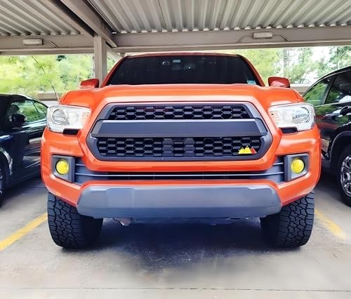 Image of iJDMTOY Retro Style 3-Color Trail Mountain Shape Grille Badge Emblem Compatible with Toyota Tacoma Tundra 4Runner FJ Cruiser RAV4 Hilux, etc (Yellow /Orange /Red)