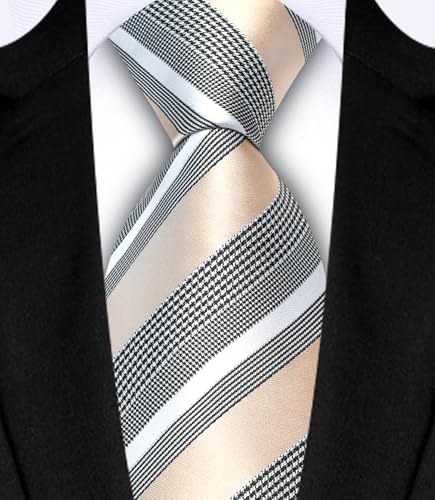 Image of GUSLESON Men's 5-pc Striped Tie Gift Set - Jacquard Necktie, Pocket Square, Cufflinks, Lapel Pin, Tie Clip - Wedding Formal Gifts