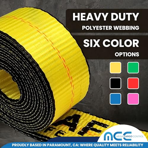 Image of Mega Cargo Control 2 inch x 10 FT Snap Hook Tie Down Winch Strap | Snap Hook Straps for Tow Dolly (4 - Pack)- Assembled in USA