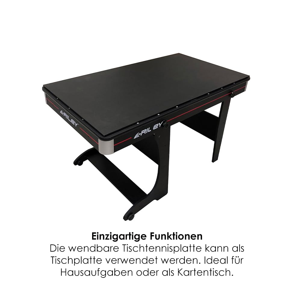 Riley 5ft 2-in-1 Klapp-Billardtisch – Innovatives Design mit Tischtennis- und Schreibtischfunktion – Bälle, Queues, Tischtennisplatte, Schläger, Bälle und Netz inklusive