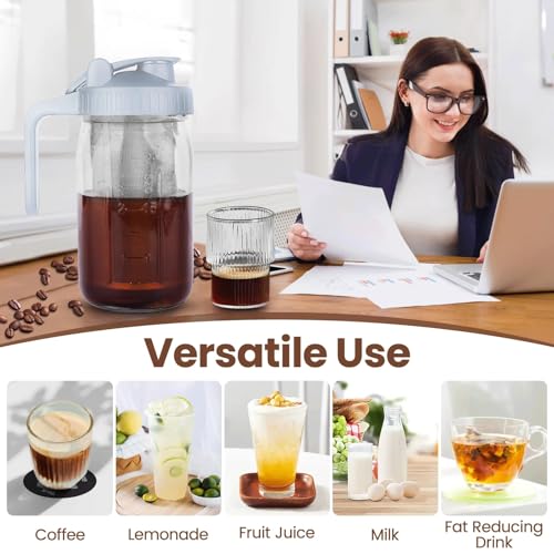 Cafeteira Cold Brew, jarra de 946 ml com filtro superdenso de aço inoxidável, vidro durável, frasco