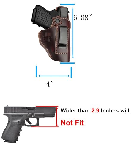Iwb & Owb Leather Holster For Glock 17 19 22 23 27 43 - Taurus G2C G3 G3C - S&W Shield Ez Sd - Ruger Security-9, Sig P320 Nitron Compact, Cz 75 Compact, Plus Similar Size - With Strap -1 Pack #TOP3