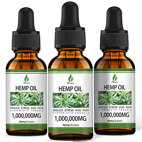 (3 Pack) 1,000,000MG Hemp Oil Extract - Organic Extra Strong Formula - Co2 Extraction - Organically Grown in USA - Organic, Vegan, Non-GMO
