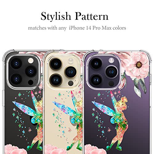 Zadorn Iphone 14 Pro Max Case With Screen Protector And Camera Cover,Fashion Designs For Women Girls,Soft Tpu Bumper Protective Trendy Phone Case For Iphone 14 Pro Max 6.7",Flower Fairy Pink Floral #TOP3