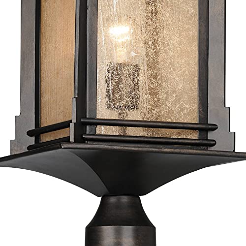 Franklin Iron Works Hickory Point Mission Outdoor Post Light With Direct Burial Pole Walnut Bronze 104" Frosted Cream Glass For Exterior House Porch Patio Outside Deck Driveway Home Lawn Walkway #TOP2