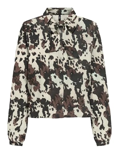 Tee shirt manches longues col nœud couleur marron chocolat pour femme