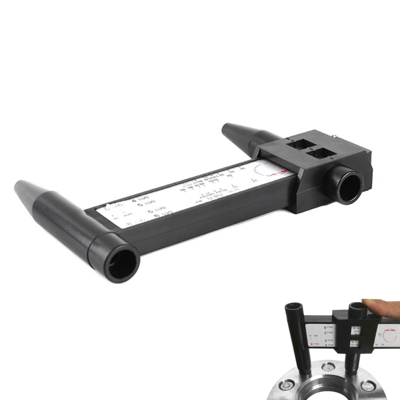 Calibro di Misura PCD | Calibro per Cerchioni a 8 Alette - Calibro del cerchione per Auto, Modello di bullone del cerchione, Strumento di misurazione Scorrevole PCDs Righello