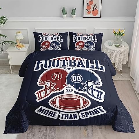 Datura Home Vintage Navy Football Comforter Set Cover