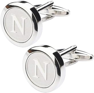 Dannyshi Mens Classic Stainless Steel Initial Cufflinks 26 Alphabet Initial Letter Cufflinks Business Shirts A-Z