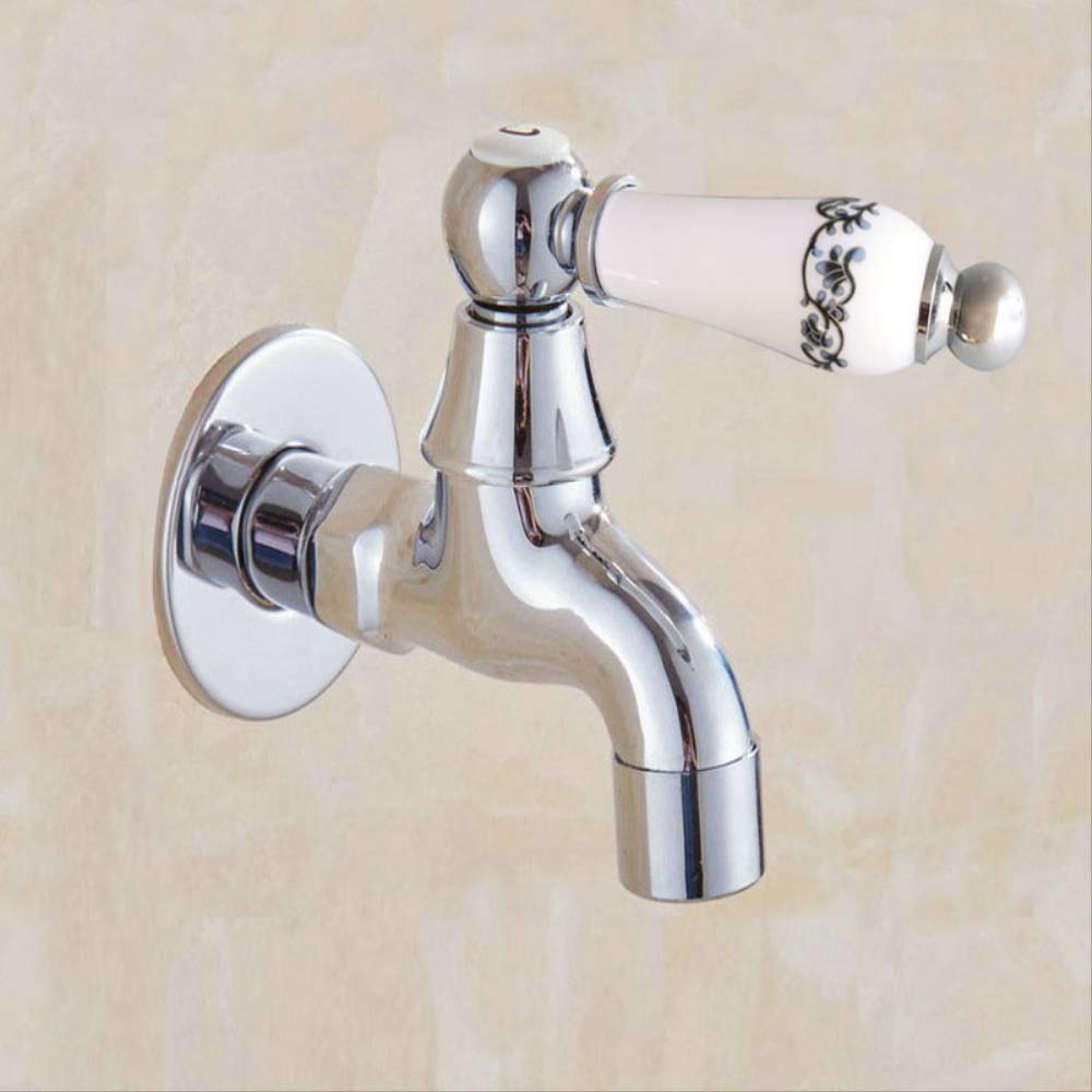 ZYCHSJXA Polished Chrome Wall Mounted Garden Washing Machine Water Tap Faucet Brass Mop Pool Sink D