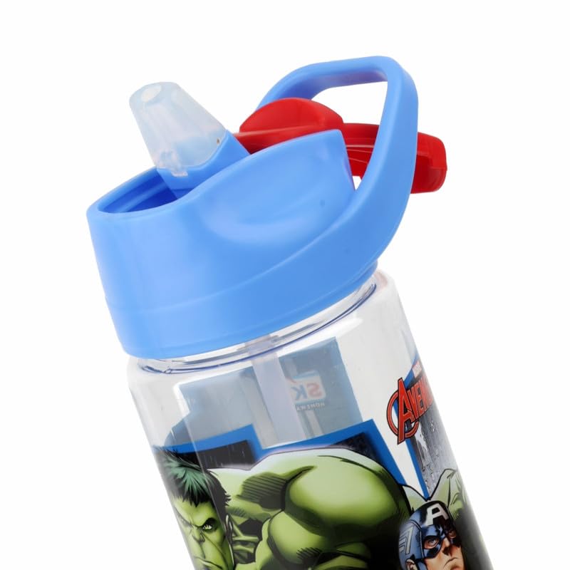 Image of SKI GLIDE Sipper Water Bottle 800 ML, for School, Sports, Trek, Travel | Teens and Kids of all age groups | 800 ML, Leakproof, Light Weight, Pop-up Sipper with Handle| Character Merchandise | Avengers