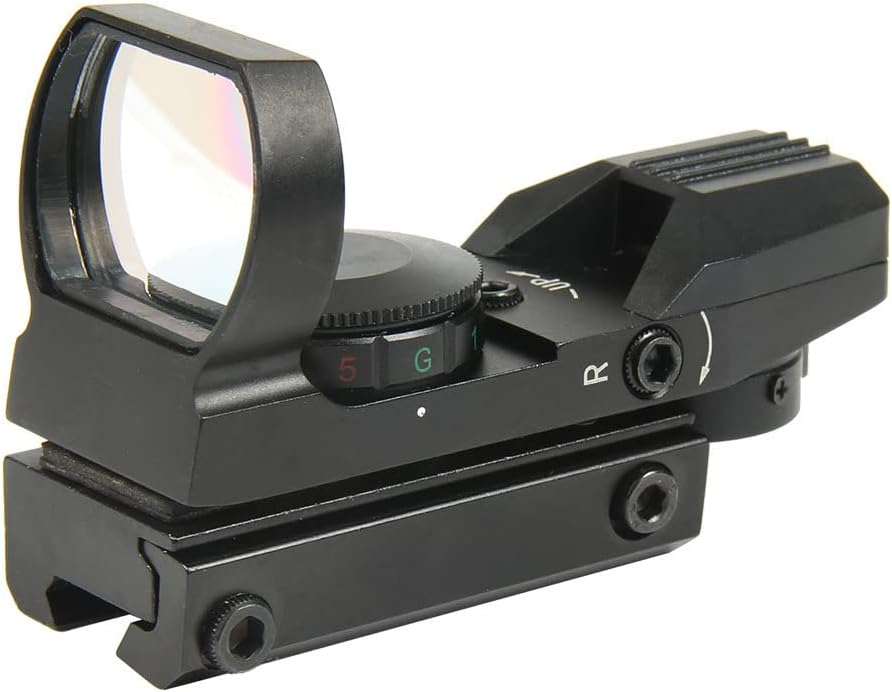 TACFUN Red and Green Reflex Sight with 4 Reticles, 3/8" Dovetail Mount for Airgun Airsoft and .22 RF