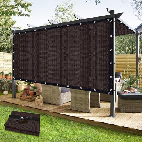 KANAGAWA Toldo 90 % de 12 x 20 pies para pérgola al aire libre, toldo con ojales, bloqueo UV, pantalla de privacidad para patio, exteriores, cochera, jardín, chocolate