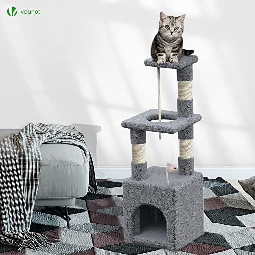 Arbre à grimper pour chat gris idéal pour petit appartement