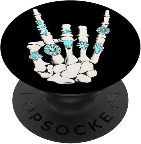 Western Rock On Skeleton American Rodeo Cowboy Regalos divertidos PopSockets Estándar PopGrip