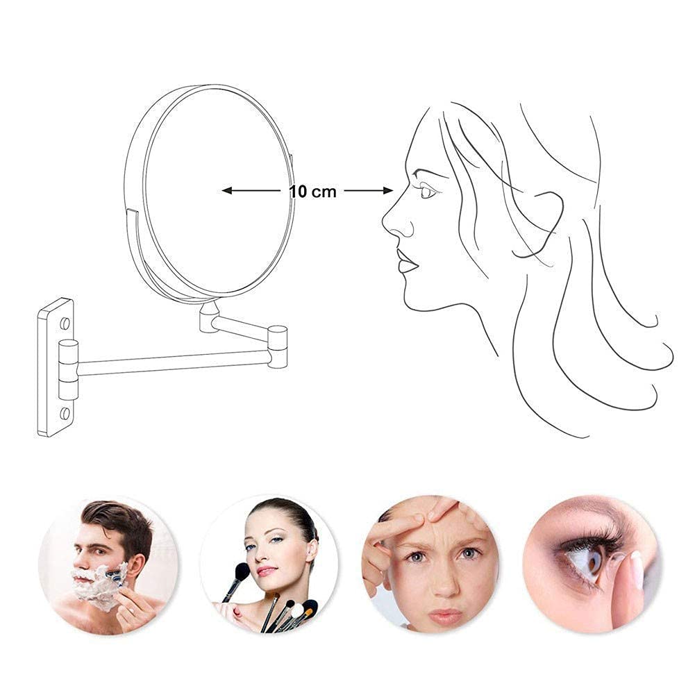 Specchio da Barba da 8 Pollici a Parete Ingrandimento 7X + Doppio Lato Normale per Trucco cosmetico Specchio per Trucco da Bagno Estendibile Pieghevole e con f
