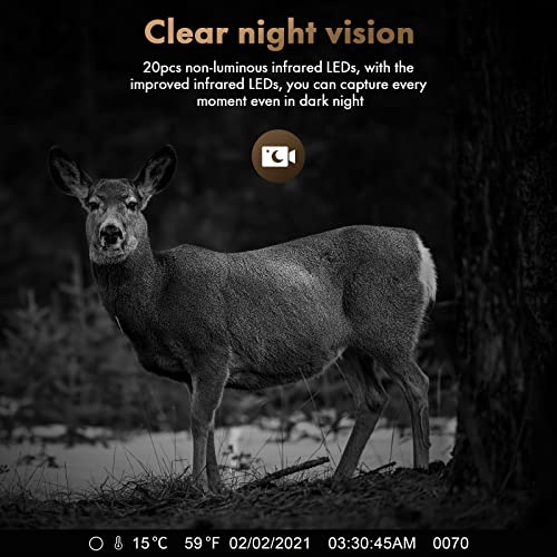 Solar Trail Camera, 24Mp 1080P 2500Mah Built-In Lithium Battery Rechargeable Solar Game Wildlife Hunting & Trail Cameras 0.1S Trigger Time With 120° Detection Angle Night Vision Motion Activated #TOP7
