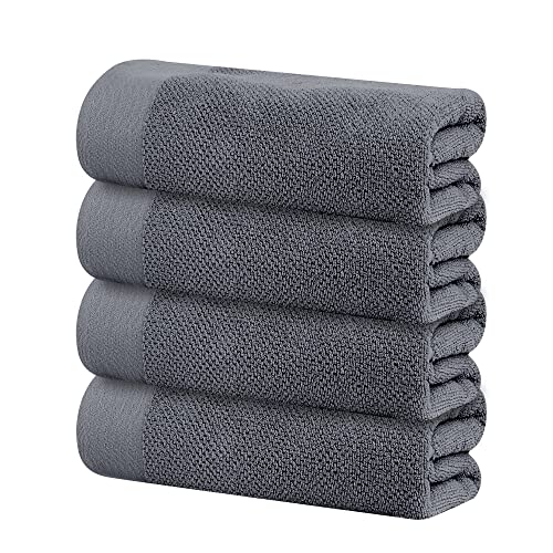 Tens Towels Luxe, 4 Pc Dark Grey Xl 30X60 Inches Popcorn Textured Bath Towels Extra Large, 100% Cotton, Absorbent And Quick Dry, Ultimate Luxury Towels For Bathroom #TOP30
