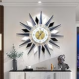 ASADAL Large Decorative Wall Clocks Mid Century Silent Non-Ticking Big Metal Clocks 3D Modern Art Wa