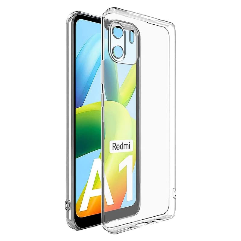 MAKZAM Redmi A1 -(Soft Silicone Shockproof Bumper Case Back Cover in Transparent[Air Cushion Technology]