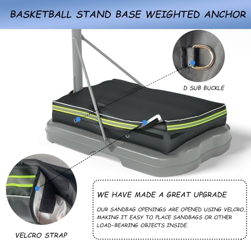XCZ Basketball hoop sandbags Equipped with fixed clips and reflective strips. Heavy duty basketball hoop weighted base anchor, suitable for portable basketball hoop base
