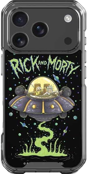 Skinit Clear Phone Case Compatible with iPhone 17 Pro - Officially Licensed Adult Swim Rick and Morty Portal Pattern Design