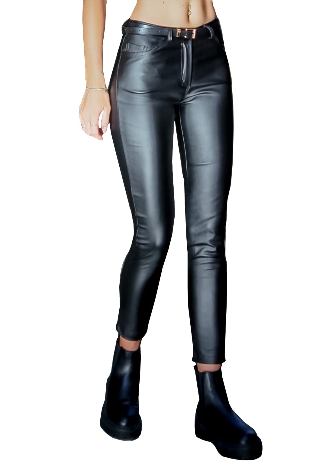 JOPHY & CO. Pantalon femme en cuir synthétique Chino (cod. 3032)