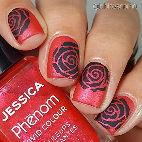 Whats Up Nails - Rose Petals Nail Stencils Stickers Vinyls For Nail Art Design (1 Sheet, 15 Stencils) #TOP3