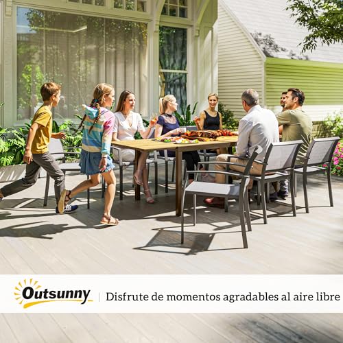 Outsunny Mesa de Jardín Extensible, Ajustable 160-240 cm con Borde de Aluminio, Mesa de Comedor Exterior Rectangular para 6-8 Personas Soporta 70 kg para Patio Terraza Marrón - imagen 9