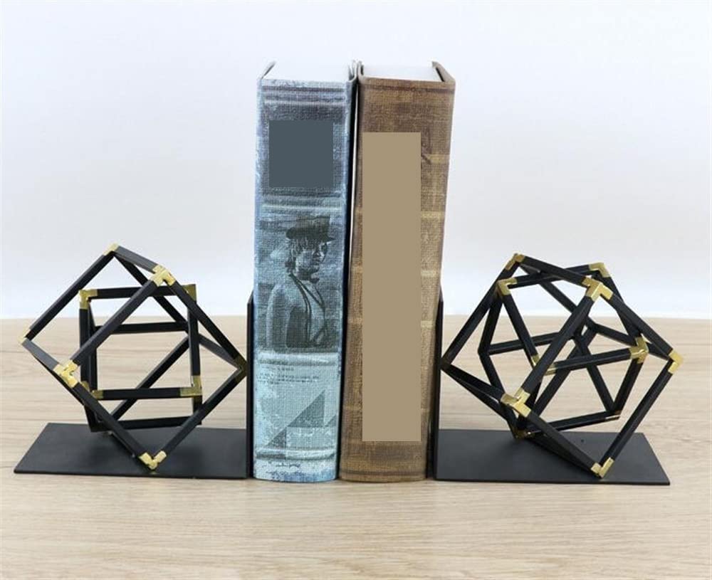 Podpórki do Książek do Domu Podpórki Do Książek Dekoracyjny Metalowy Czarny Heavy Duty Podpórka Do Książek Geometryczny Wzór Półka Na Książki Końcówki do Książek do Biblioteki