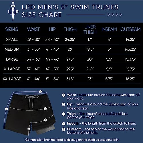 Lrd Men's Swim Trunks With Compression Liner 5 Inch Inseam Quick Dry Swim Shorts Rubber Ducks/Pool - M #TOP1