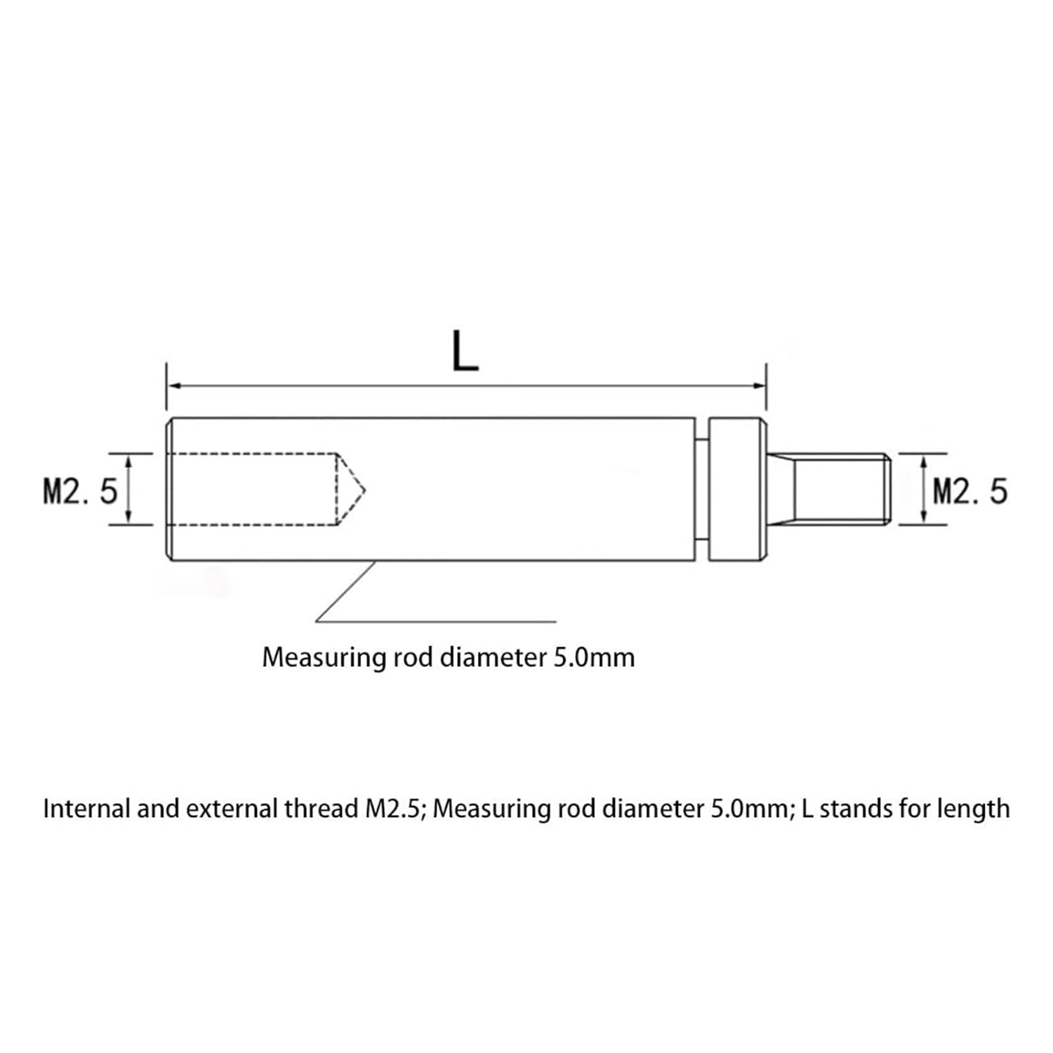 5Pcs HSS Dial Indicator Extension Set - M2.5 Thread Lengths 20mm, 40mm, 60mm, 80mm, 100mm for Precision Height Gauge and Depth Measurement