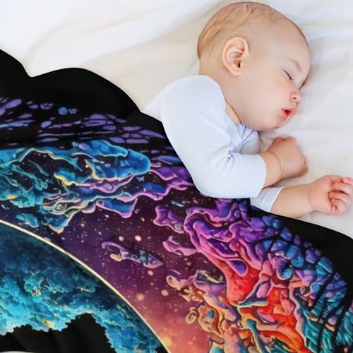 Couverture de vagues colorées plaid polaire doux pour lit et bébé