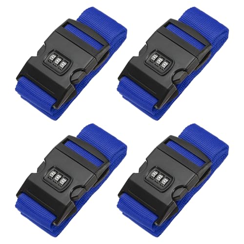 Image of PATIKIL Luggage Straps, 4 Pack Suitcase Straps Adjustable Luggage Belts Strap with Combination Lock for Luggage Suitcases Travel, Dark Blue