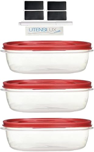 Miniatura 3 de Recipientes de almacenamiento de alimentos para criada de goma, 9 tazas, juego de 7 piezas, tapas fáciles de encontrar, 3 recipientes, 3 tapas,