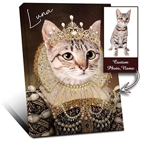 LOLUIS Customized Pet Portrait Canvas from Photo, Personalized Renaissance Pet Print Poster Unique Gifts Wall Decor for Home Bedroom Living Room (1.9 Royal Pet Portraits 6, Custom Style & Size) Cover