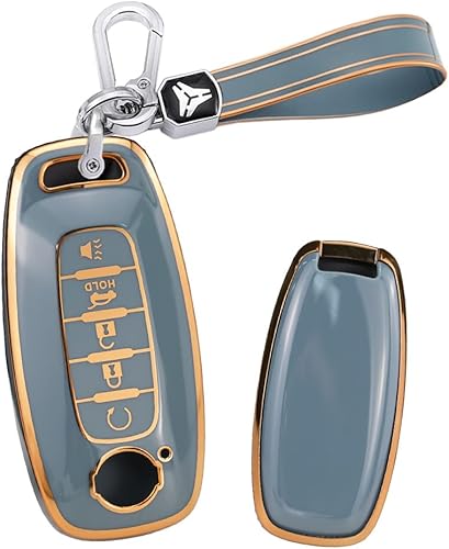 HIBEYO Funda para llavero inteligente de 5 botones para Nissan Qashqai Altima Teana 2022 2023 para accesorios Nissan Altima, llaveros inteligentes,