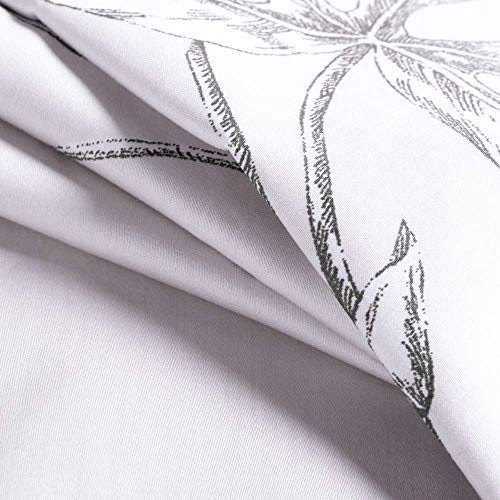 MILDLY Bedding Floral Duvet Cover Sets Twin Size, 100% Egyptian Cotton Duvet Cover with Zipper Closure and one Pillow sham, Botanical Floral Flowers Pattern Printed, Nax