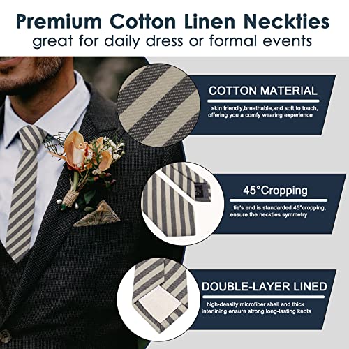 Image of Mantieqingway Mens Skinny Ties,2.56 inch Cotton Neckties Striped Plaid Ties for Groom Groomsmen Wedding Party Christmas