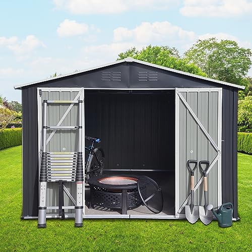 Zevemomo 10X8 FT Outdoor Storage Shed, All Weather Tool Shed with Metal Foundation & 2 Lockable Doors, Metal Sheds Outdoor Storage for Garden, Patio, Backyard, Lawn, Black Zevemomo 10X8 FT Outdoor Storage Shed, All Weather Tool Shed with Metal Foundation & 2 Lockable Doors, Metal Sheds Outdoor Storage for Garden, Patio, Backyard, Lawn, Black