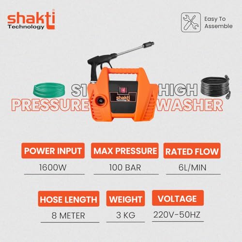 Image of Shakti Technology High Pressure Car Washer Machine for Cleaning Home, Car & Bike (S1)