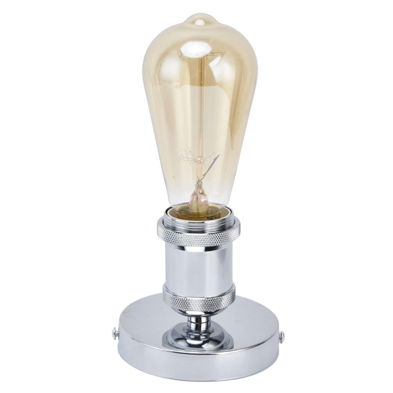 ViaGasaFamido Douille de Lampe E26 E27 Style Industriel Vintage avec Interrupteur, Aluminium et Fer, Argent, 85mm Hauteur, 100mm Diamètre, pour Cuisine Chambre Salon