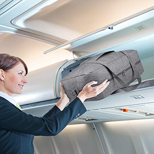 Wandf Foldable Travel Duffel Bag Luggage Sports Gym Water Resistant Nylon (B-Denim Gray)