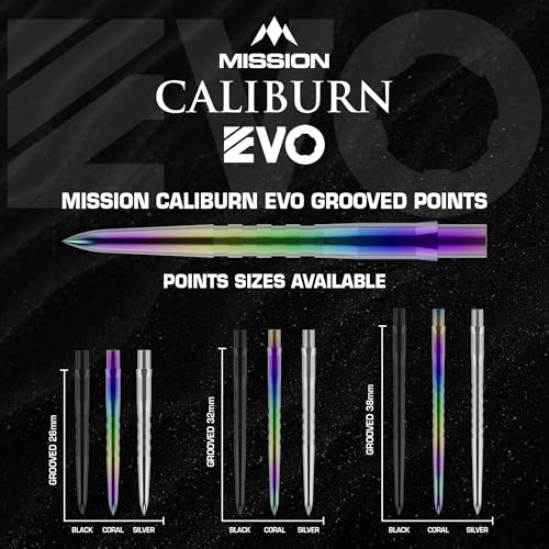 Mission Darts | Caliburn EVO Dart Points | Grooved | Multiple Colours (Silver, 26mm) - Image 2