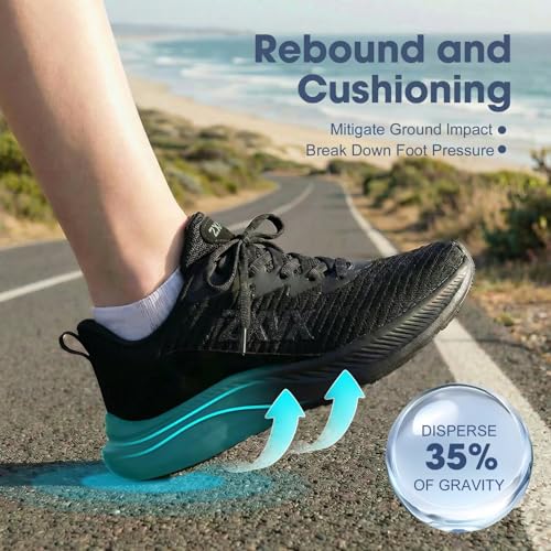 ZXVX Womens Walking Shoes Cushion - Running Tennis Shoes Non Slip, Breathable Lightweight Fashion Sneakers for Gym Workout Athletic Cross Training Black FR 40 by ZXVX - Used condition - Image 3