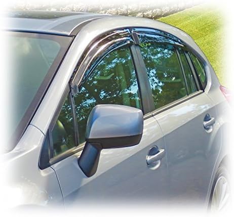 C&C Car Worx WV-12PV-TF Aftermarket Set of 4 Tape-On Outside-Mount Side Window Visor Rain Guard Deflectors Compatible with Toyota Prius V 2012 13 14 15 16 17