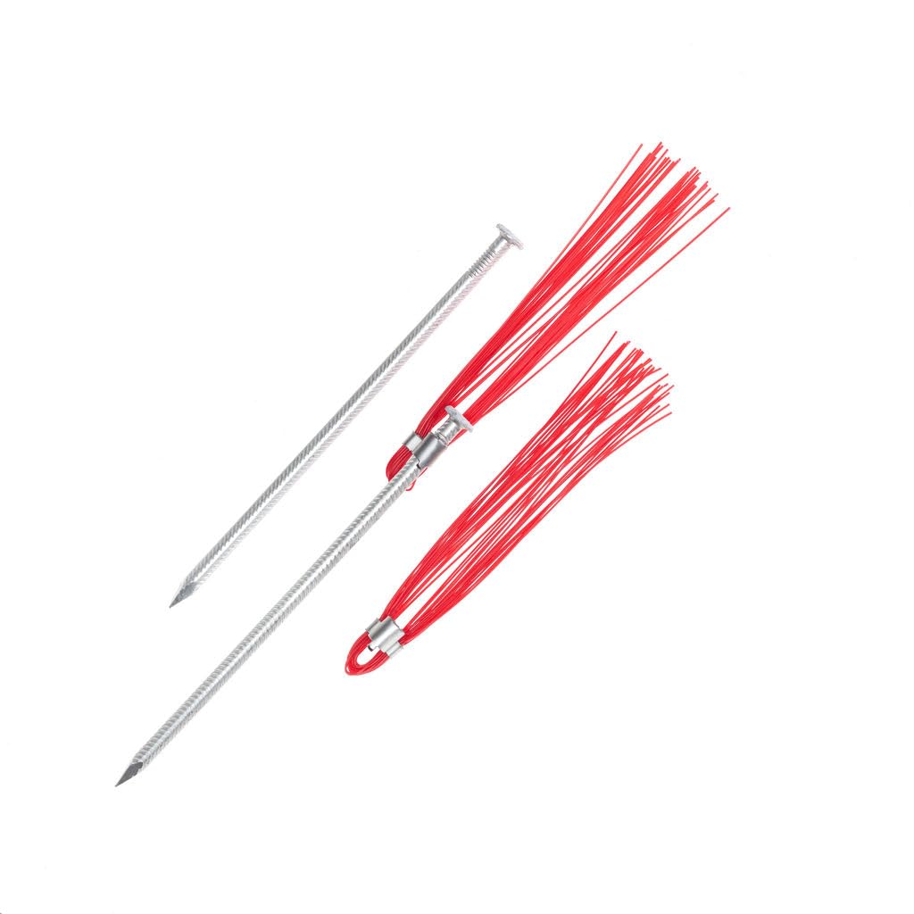 Trail Chasers Heavy Duty Ground Markers Red 6 Inch Whiskers with Steel Stakes (Pack of 25) Survey Stakes, Construction Markers, Property Line Markers, Trail Markers