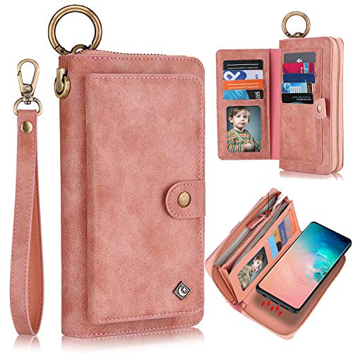 Galaxy S20 Wallet Case, XRPow 2-in-1 Magnetic Detachable Wallet Zipper Purse Clutch