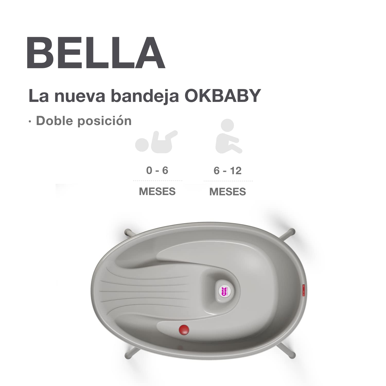 OKBABY Kit Bella bañera más soporte - Perfecto para la hora del baño desde 0-12 meses - Gris